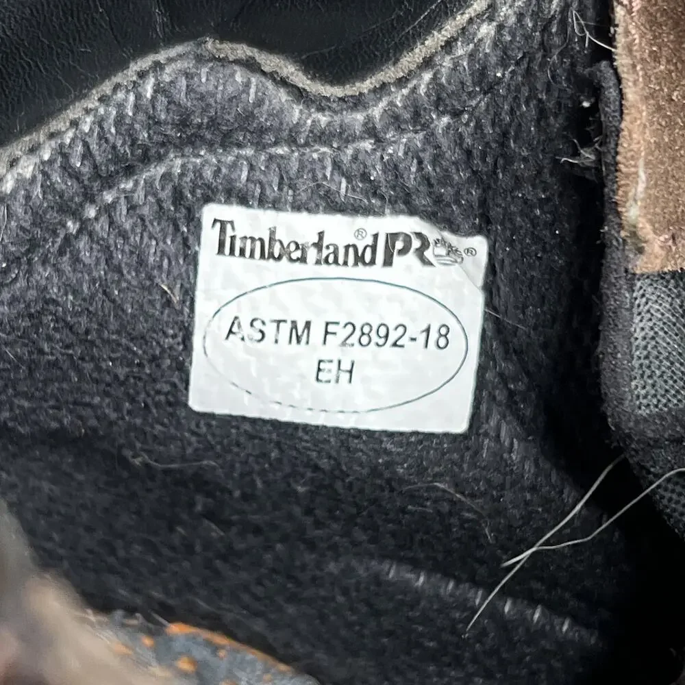 Timberland Pro Ankle Lace Up Boot Soft Toe Dark Brown Lug Sole Tread Distressed
